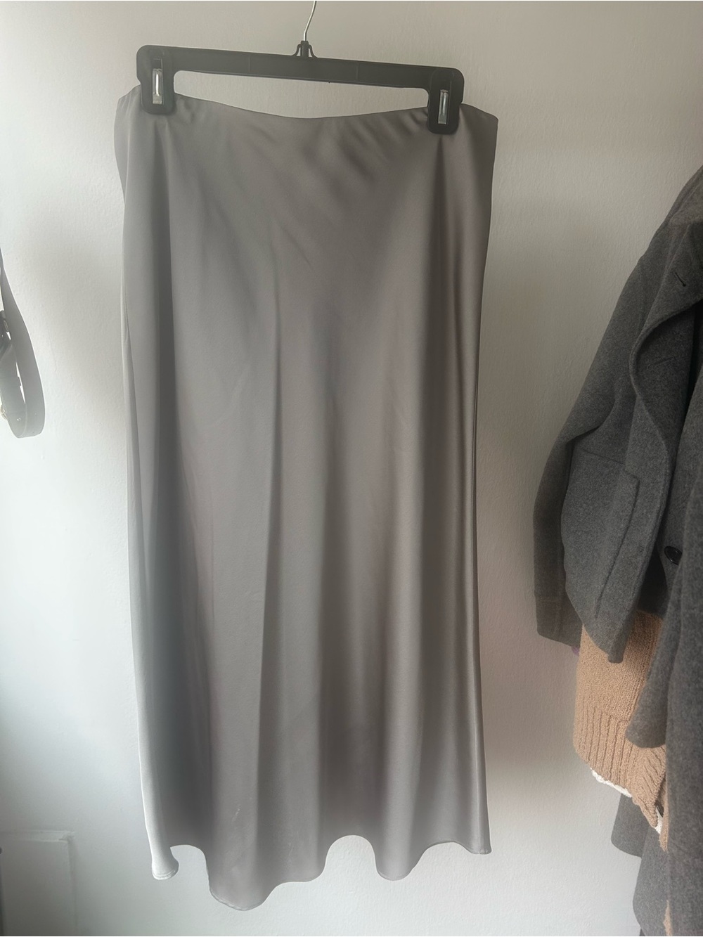 J. Crew Gwyneth Gray Satin Midi Skirt